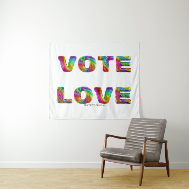 Tenture SlipperyJoe's vote amour égalité cadeaux gay pride (En situation (horizontale))