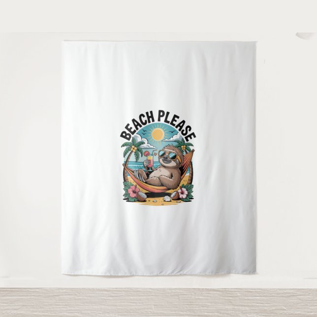 Tenture Sloth avec glace Crème Plage d'été S'il vous plaît (Devant)