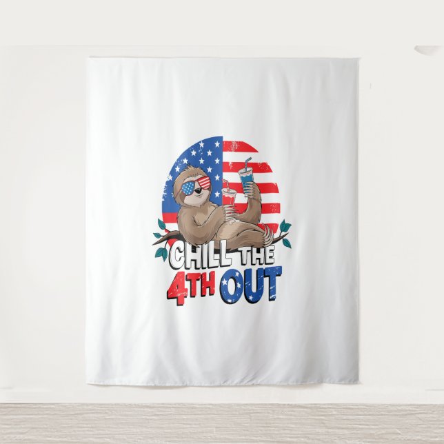 Tenture Sloth Chill 4th out Patriotic USA (Devant)