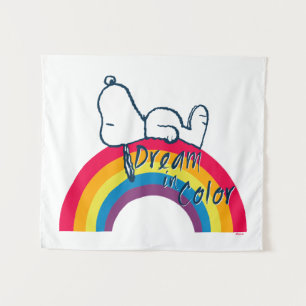 Tenture Snoopy Rêver en couleur arc-en-ciel