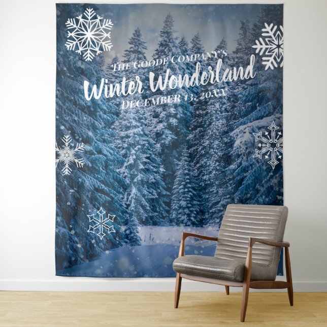 Tenture Snowy Trees des Wonderland d'hiver| Arrière-plan d (En situation)