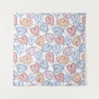 Tenture Soft Hearts : Continuous Line Valentine's