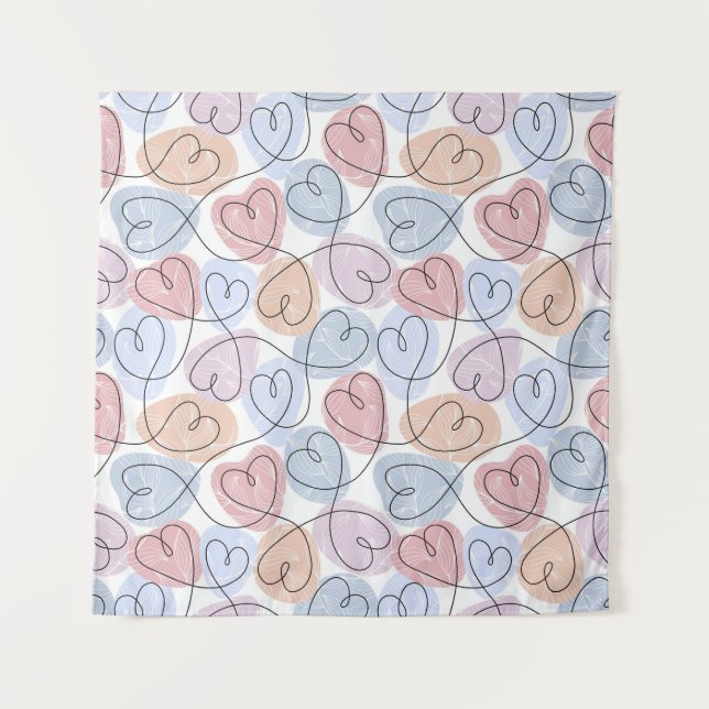 Tenture Soft Hearts : Continuous Line Valentine's (Devant)