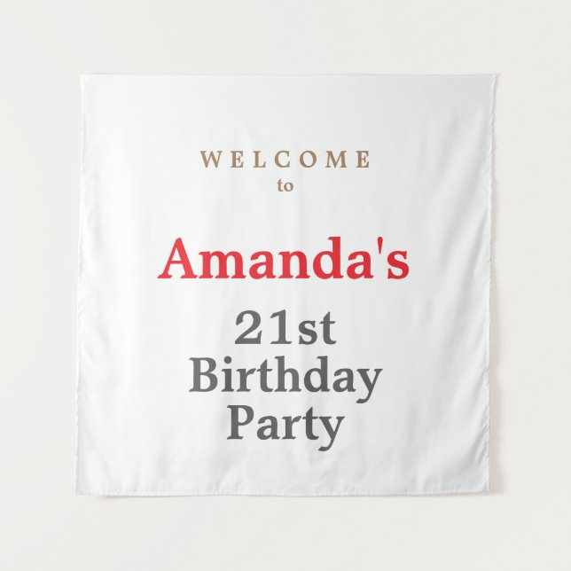 Tenture Soirée d'anniversaire minimaliste moderne (Devant)