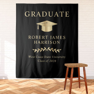 Tenture Soirée élégante Black Gold Graduation Party Welcom