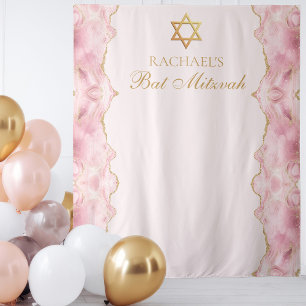 Tenture Soirée personnalisée Bat mitzvah d'âge rose