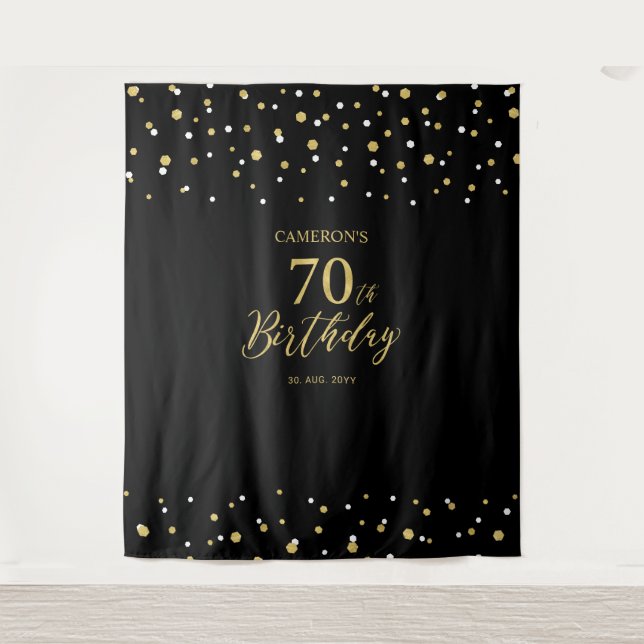 Tenture Soixante-dix Gold & Black 70th Birthday Party Cont (Devant)