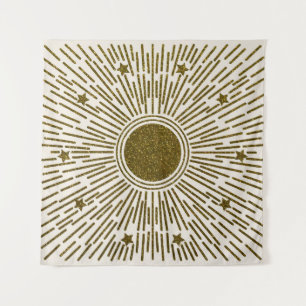 Tenture Soleil doré rayonnant, rayons vintages.