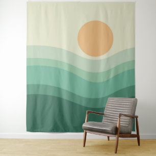 Tenture Soleil et vagues zen