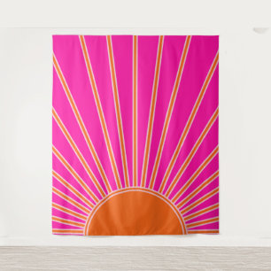 Tenture Soleil Sunrise Hot Rose Et Orange Preppy Sunshine