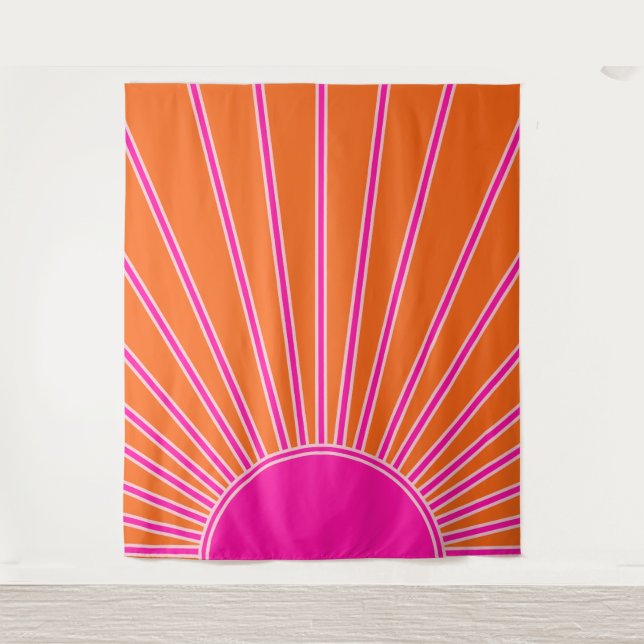 Tenture Soleil Sunrise Orange Et Rose Chaud Preppy Sunshin (Devant)
