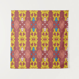 Tenture Songket Tenun Geometrik Motif sans couture avec Cr