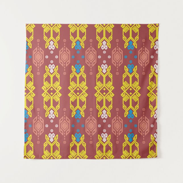 Tenture Songket Tenun Geometrik Motif sans couture avec Cr (Devant)