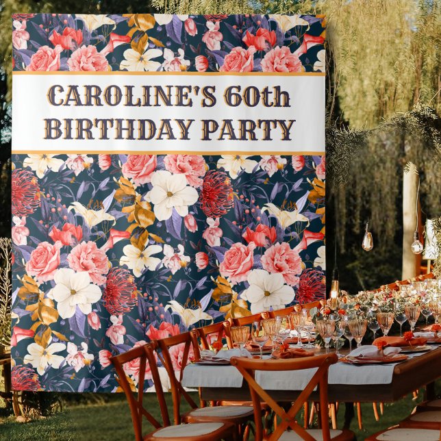 Tenture Sophistiqué 60e anniversaire Floral fond (Créateur téléchargé)