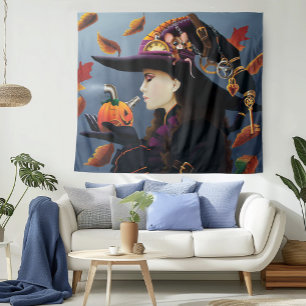 Tenture Sorcière Citrouille Steampunk