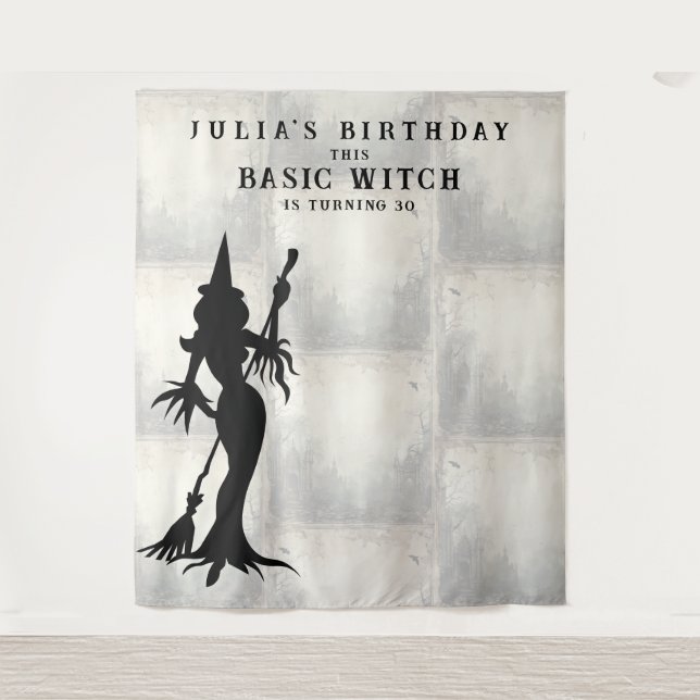 Tenture Sorcière de base Halloween Anniversaire (Devant)