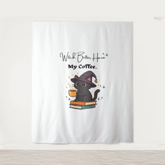 Tenture Sorcière Mieux Avoir Mon Café Classique T-Shirt (Devant)