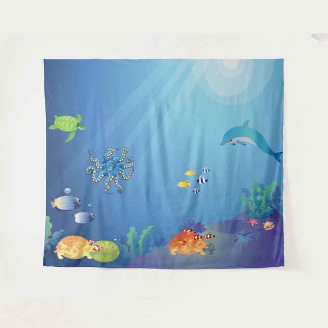 Tenture Sous la mer pour les enfants (Devant (Horizontal))