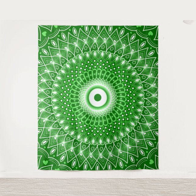 Tenture Spirituel Moderne Géométrique élégant mandala vert (Devant)