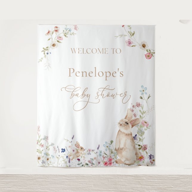 Tenture Spring Easter Bunny Baby Shower Welcome Sign (Devant)