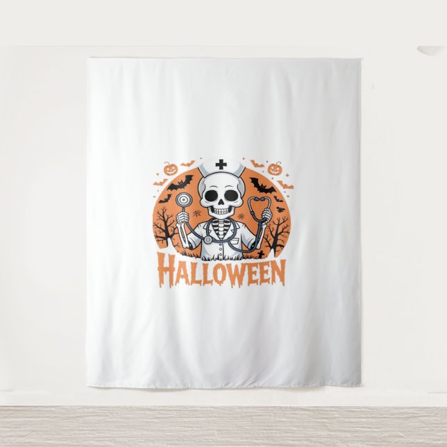 Tenture Squelette de l'infirmière d'Halloween Essential T- (Devant)