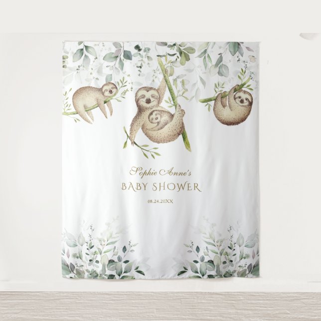 Tenture Stand de photobooth pour Baby Shower Sloth Airy Gr (Devant)