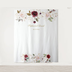 Tenture Stand de photomaton de mariage floral doré et bord