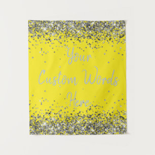 Tenture Stand photo personnalisé jaune et argent pour fête