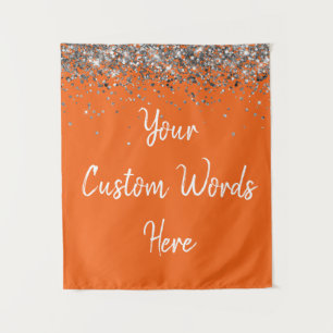 Tenture Stand photo personnalisé Orange & Argent pour fête