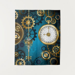 Tenture Steampunk Arrière - plan turquoise avec Gears
