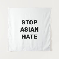 Stop Asian Hate, panneau blanc noir Tapestry