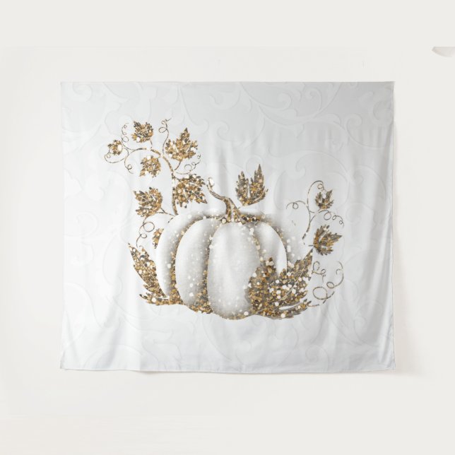 Tenture Storybook Gold White Citrouille Fairy Tale Bannièr (Devant (Horizontal))