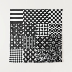 Tenture Style minimaliste Motif mixte noir blanc