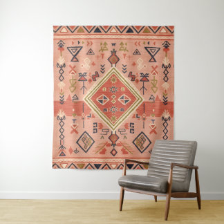Tenture Sun-Kissed Hand-Drawn Moroccan Tribal Art