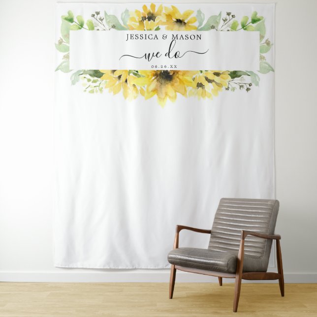 Tenture Sunflower Garden Wedding We Do Backdrop Photo Prop (En situation)
