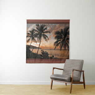 Tenture Sunset Virgin Islands St. Croix Beach Palm Trees