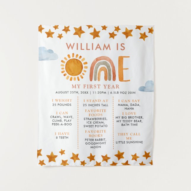 Tenture Sunshine et Rainbow 1er Birthday Milestone Board  (Devant)