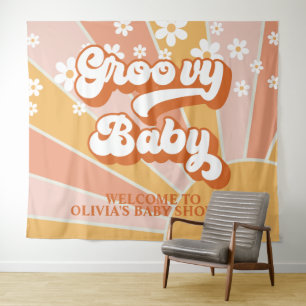 Tenture Super bébé Retro Sunshine Daisy Baby shower Banne