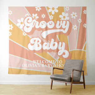 Tenture Super bébé Retro Sunshine Daisy Baby shower Banne