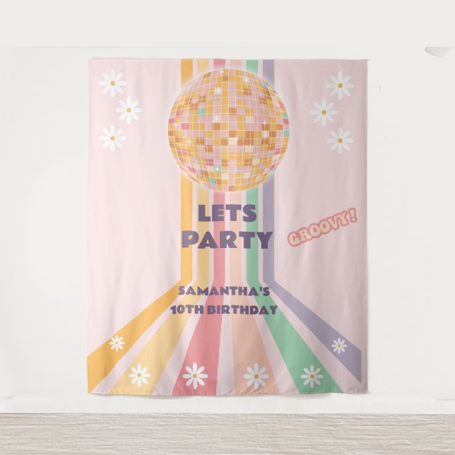 Tenture Super Retro Daisy Disco Anniversaire (Devant)