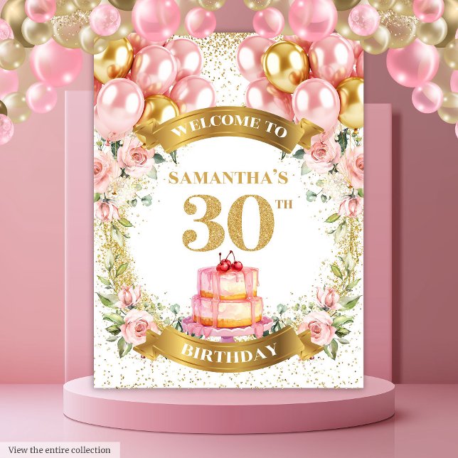 Tenture Superbe Présentation Anniversaire 30 Ans Rose Gold (Lovely 30th Birthday Blush Gold Birthday Display)