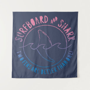 Tenture Surf Et Requin Drôle Surfer Surf Été