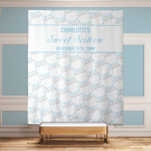Tenture Sweet 16 Bébé Bleu Argent Anniversaire