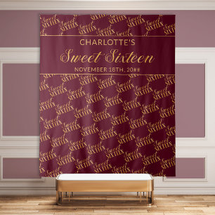 Tenture Sweet 16 Burgundy et Gold Anniversaire de la fête