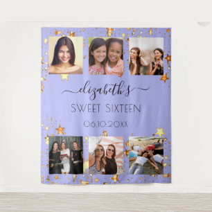 Tenture Sweet 16 partie violet or collage photo