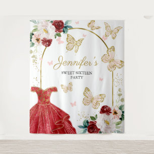 Tenture Sweet 16 Party fond - Robe Florale Papillon