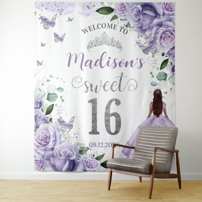 Tenture Sweet 16 Rose violet Floral Princess Bienvenue (En situation)