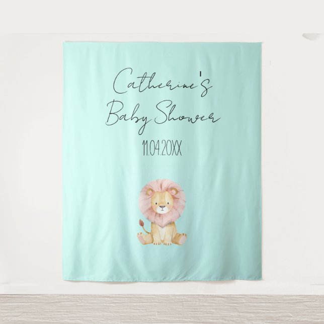 Tenture Sweet Lion Baby Shower Theme Party Backdrop (Devant)