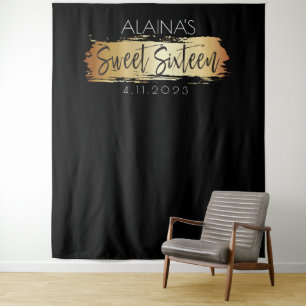 Tenture Sweet sixteen 16 Photo Booth Party Backdrop Gold