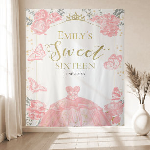 Tenture Sweet sixteen Arrière-plan Papillon rose robe flor